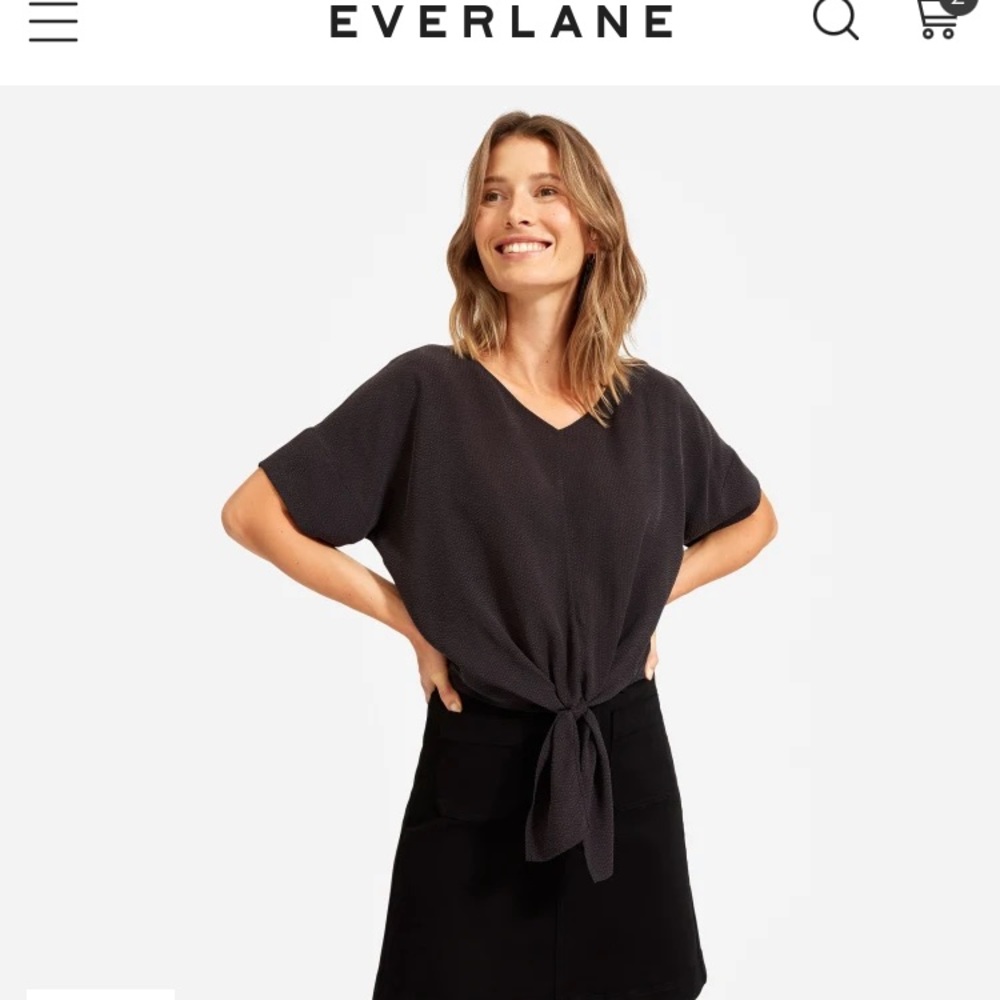 Everlane Textured Cupro Tie-front Top